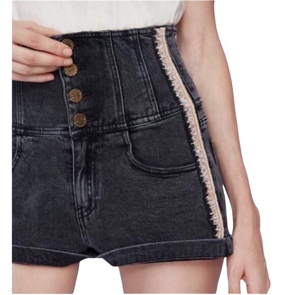 MISS SIXTY Embroidered Denim Short Sz 24 Angel Collection Coquete Acubi Y2K Boho - Picture 1 of 16